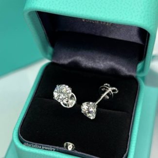 Сережки пусети з діамантами 1.44ct  5.9 мм