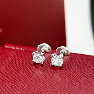 Сережки пусети в стилі Cartier з діамантами 1.20ct 2/4